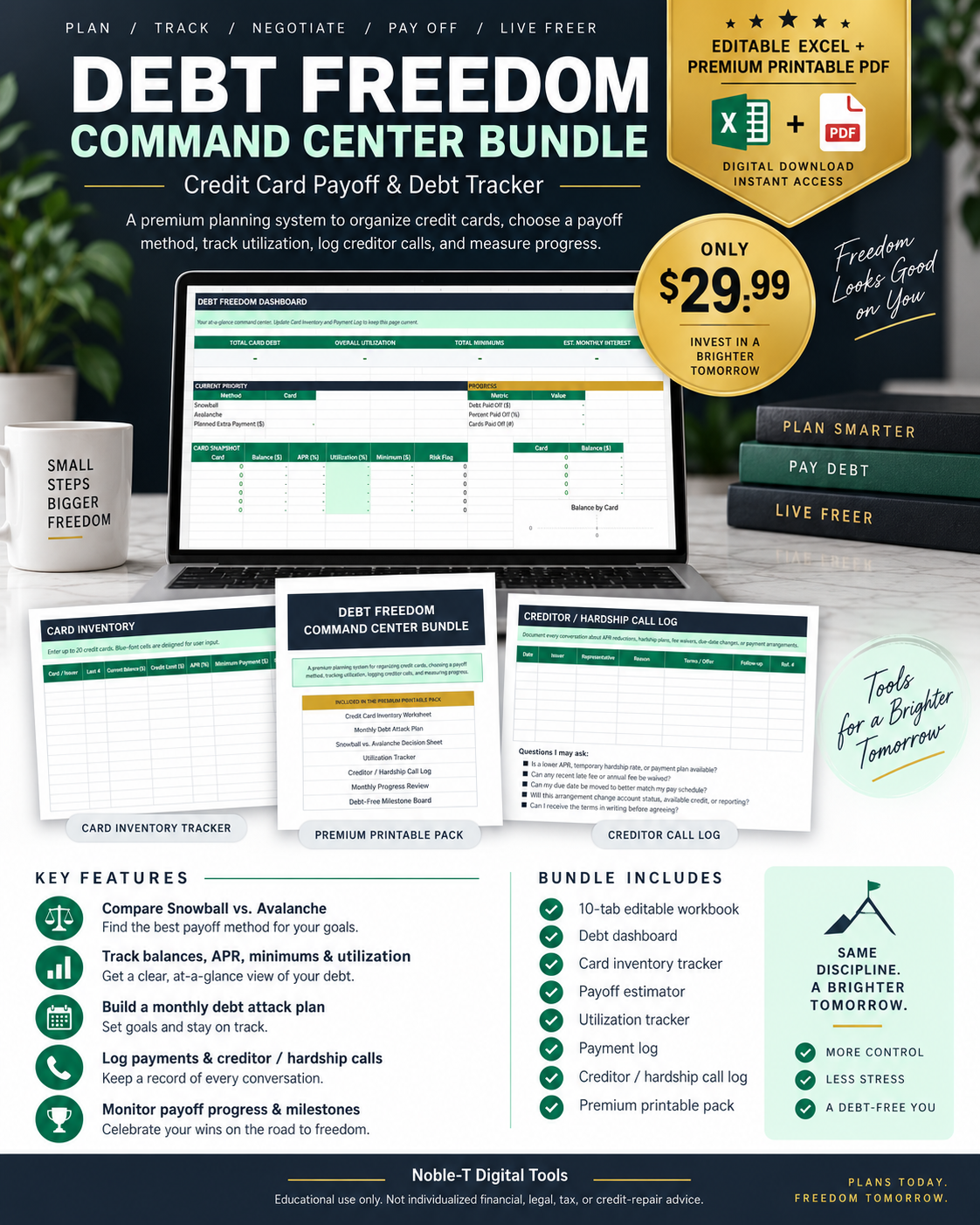 Debt Freedom Command Center Bundle digital product flyer