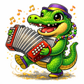 Mardi Gras accordion gator shirt design