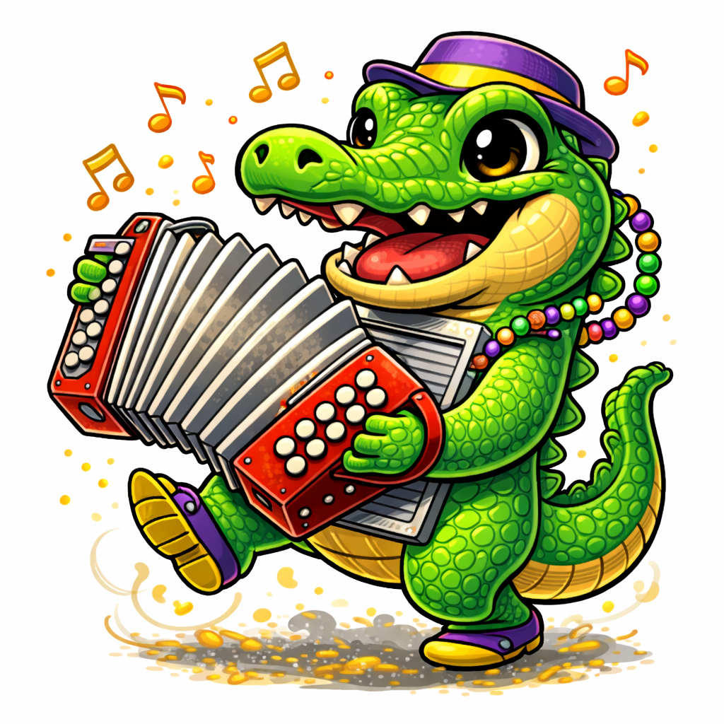 Mardi Gras accordion gator shirt design