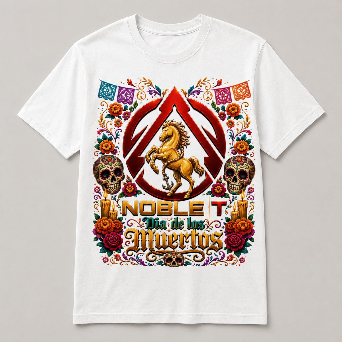 Noble-T Día de los Muertos finished shirt mockup