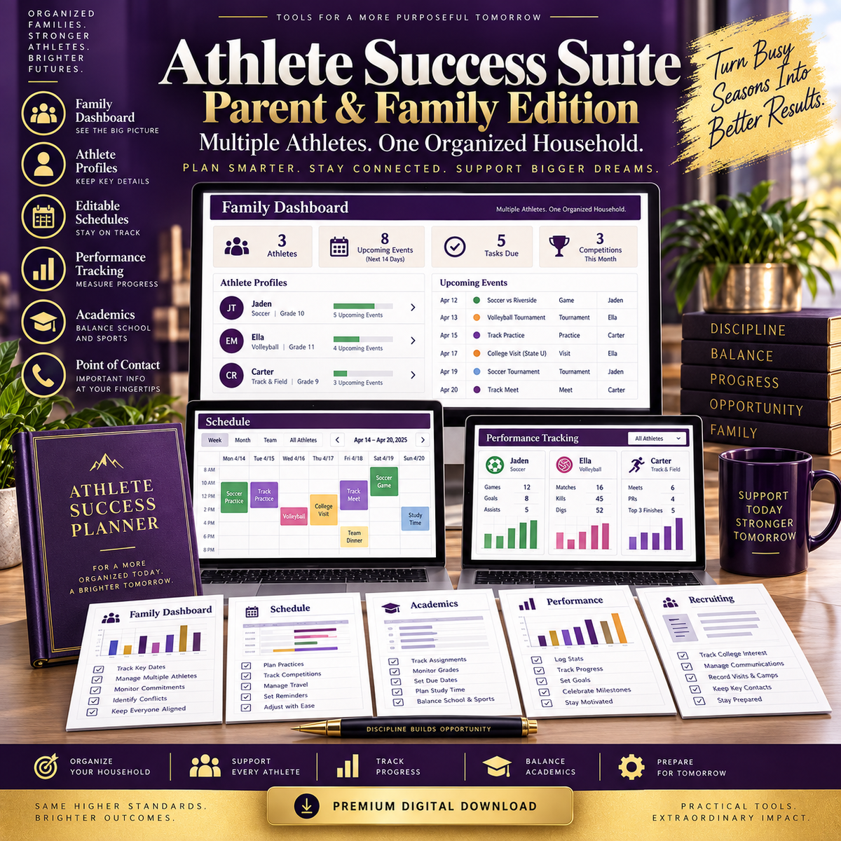 Athlete Success Suite Parent and Family Edition premium purple and gold cover