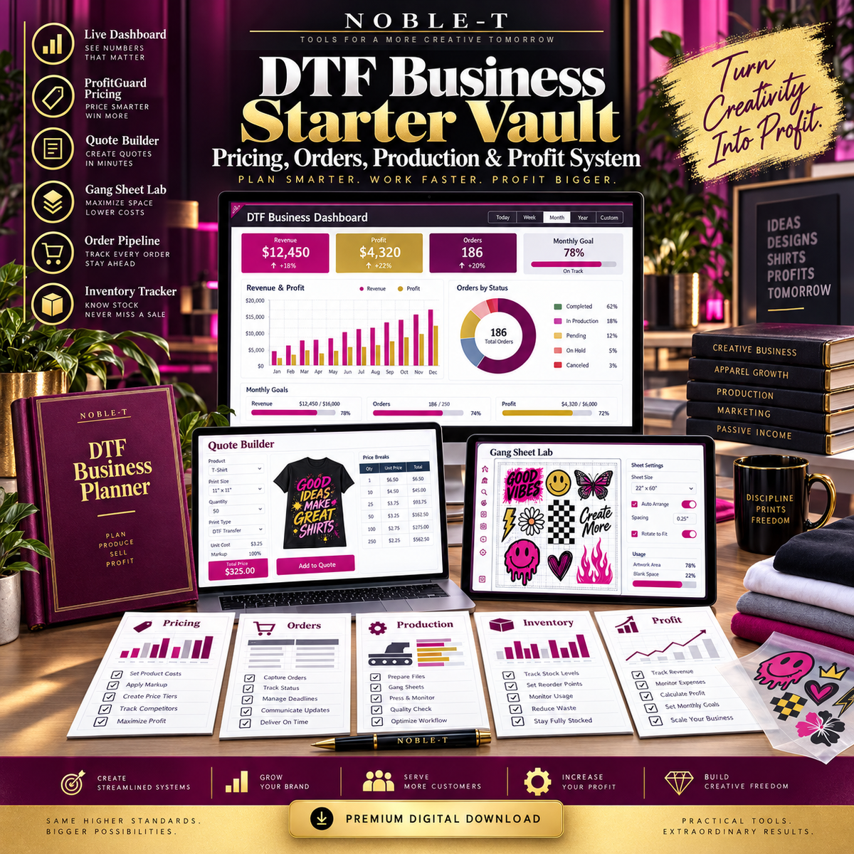 DTF Business Starter Vault premium magenta and gold cover