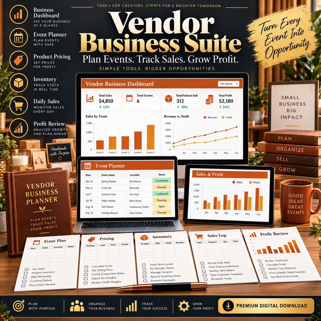 Vendor Business Suite premium burnt orange and gold cover